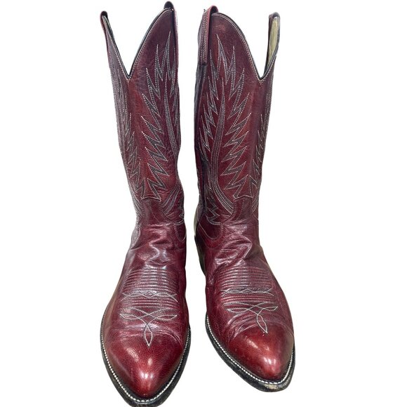 Dan Post Mens Leather Maroon Red Western Cowboy Mid Calf Boots Sz 11.5D SKU 9580 - Picture 14 of 16